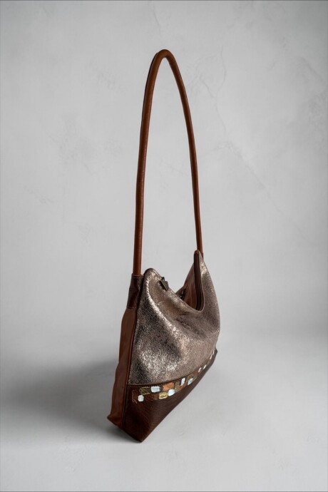 Cartera ALIRA Línea Basic En Cuero Marrón Combinado Y Arte Pintado A Mano Cartera ALIRA Línea Basic En Cuero Marrón Combinado Y Arte Pintado A Mano