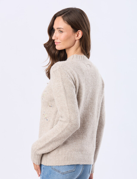 BUZO TEJIDO BORDADO Tostado