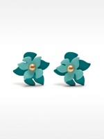 Pendientes Con Flor Doble multicolor