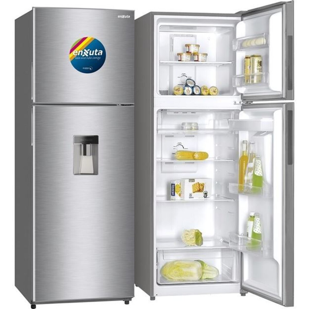 REFRIGERADOR FRÍO SECO 345 LITROS INOX CON DISPENSADOR ENXUTA 