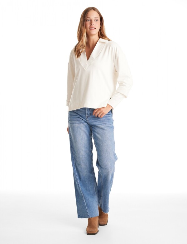 Buzo Cuello Solapa & Rib CRUDO