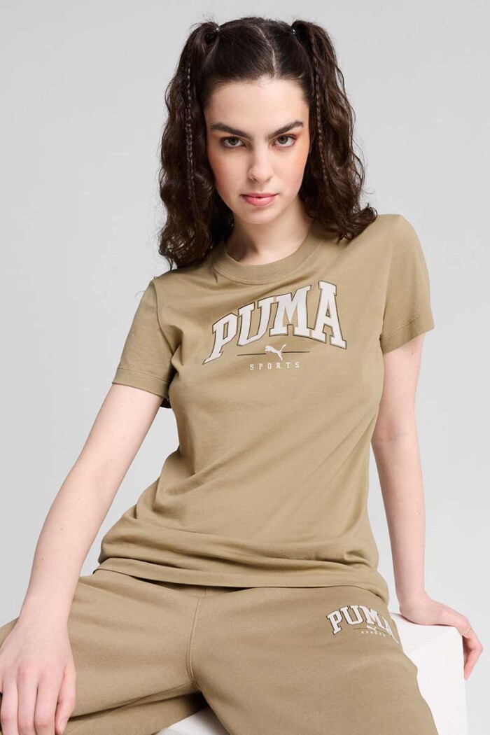 REMERA MUJER PUMA SQUAD GRAPHIC TEE Beige