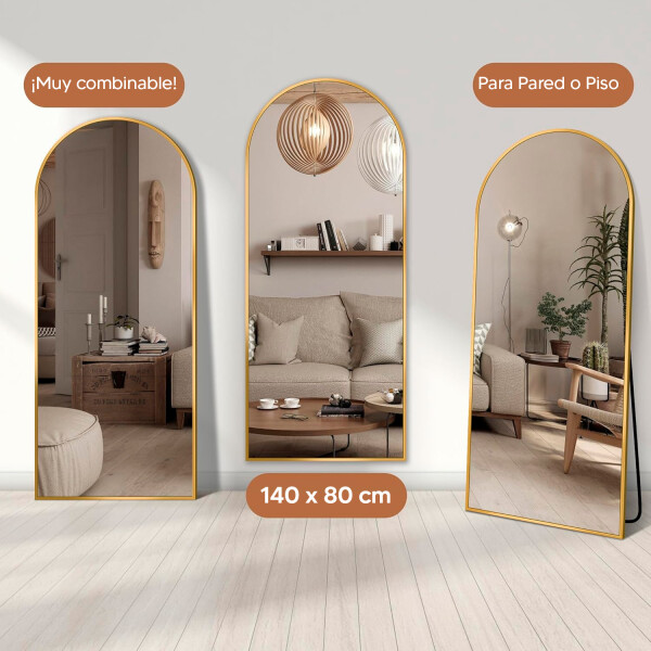 Espejo Medio Punto Entero F-m02 De 140 X 80cm DORADO