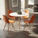Juego de comedor Con Mesa Circular de 80cm + 4 Sillas Eames Naranja/Blanco