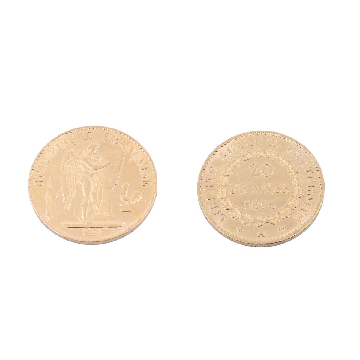 Moneda de oro República de Francia 20 francos año 1878. 