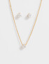 Bijouterie Set Premium Gold Set De Collar Y Aros Con Cubic Zirconia - Dorado