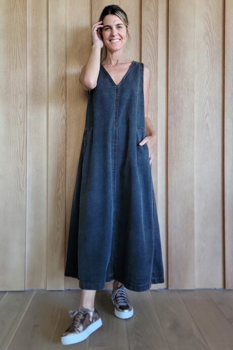 Vestido Formentera Denim Negro Picado