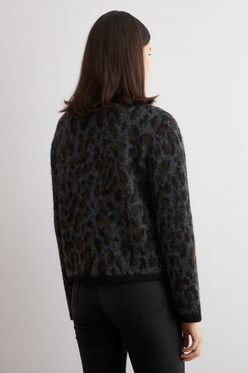 Cardigan animal print gris oscuro