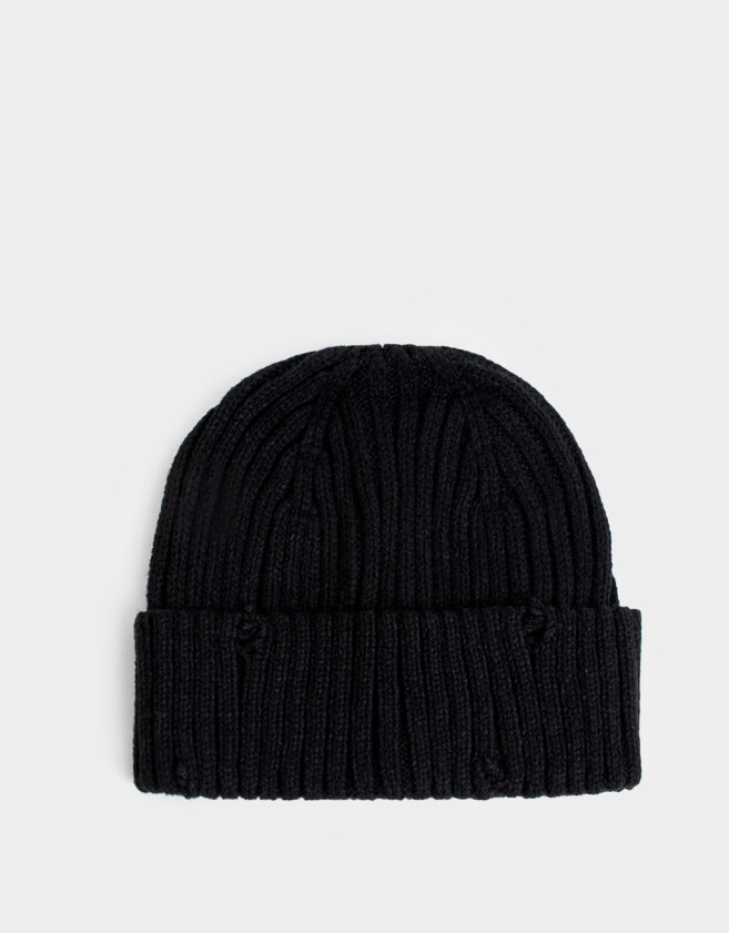 Gorro Clasico Gorro Tejido Efecto Rotura - Negro