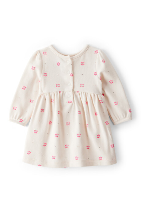 Set dos piezas, vestido de algodón y chaleco sherpa rosado Sin color