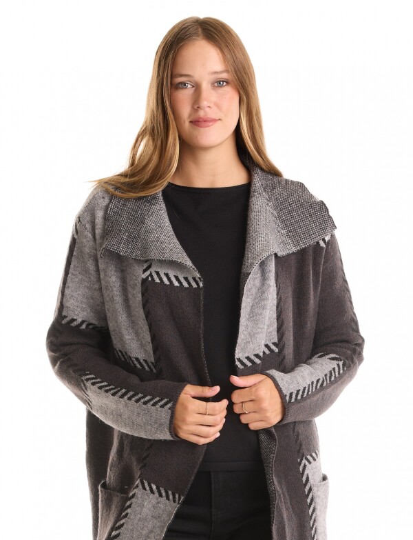 Cardigan Largo Patchwork NEGRO/GRIS