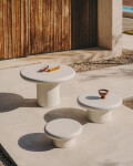 Mesa de centro redonda Addaia de cemento blanco Ø90 cm x 43cm