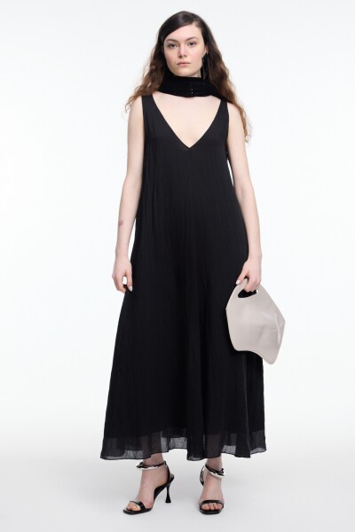 VESTIDO ESC V LISO Negro