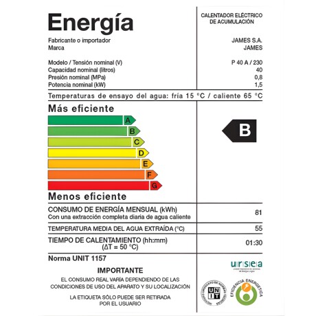 Calefón Termotanque De Acero James 40 Lt. Calefón Termotanque De Acero James 40 Lt.