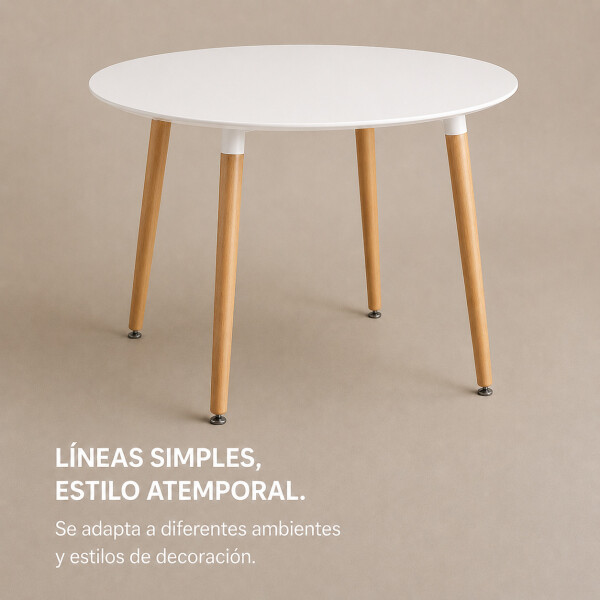 Mesa Comedor ComboHome Milan Redonda Laqueada 80Cm Premium Blanco 1