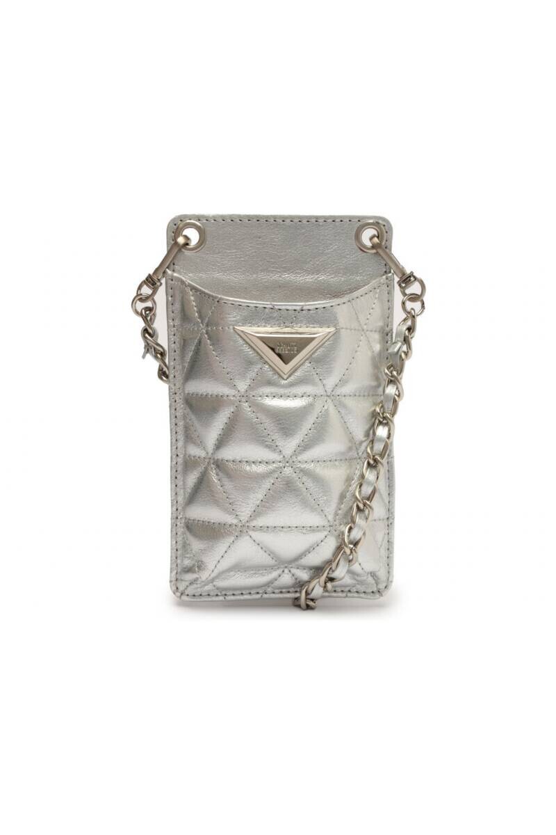 PORTA CELULAR EN CUERO PLATA 