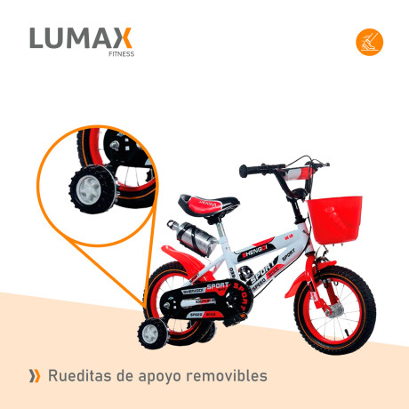 Bicicleta Rodado 14 Con Canasto Y Caramañola Niño Niña Lumax Rojo