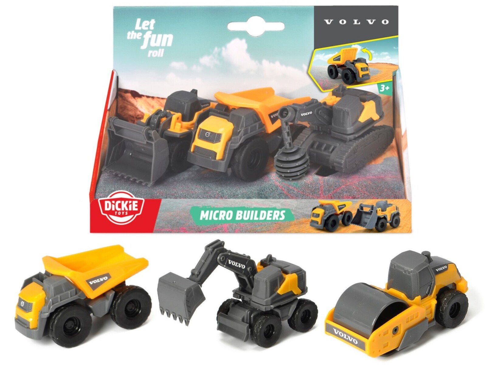 Pack X3 Vehículos de Construcción Dickie Volvo 