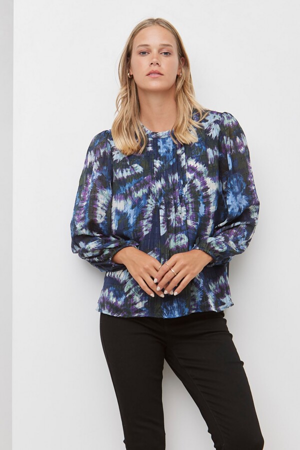 Blusa Plisada AZUL/MULTI
