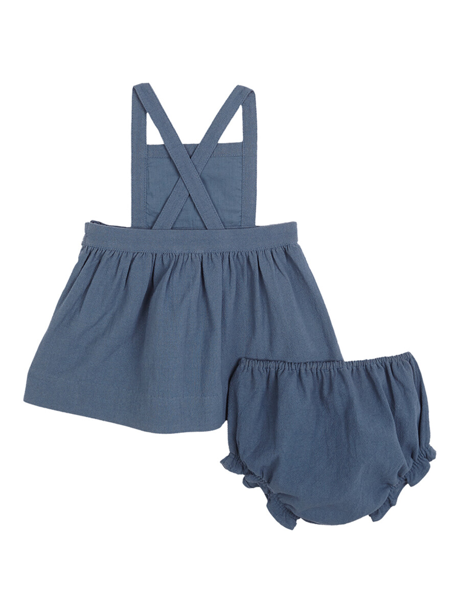 Pichi Con Jaretas Y Bolsillos Bordados Petroleo