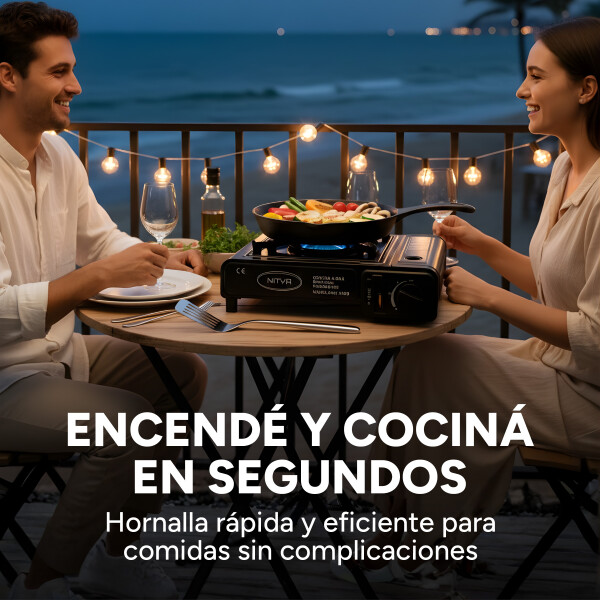 Anafe Cocina Portatil Parrilla Quemador A Gas Cocina Camping Color Negro