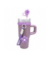 Vaso térmico de acero con accesorios y tapita 420ml Violeta