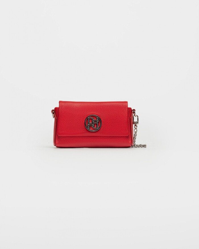 Mini Bag Bloom En Cuero Graneado Rojo