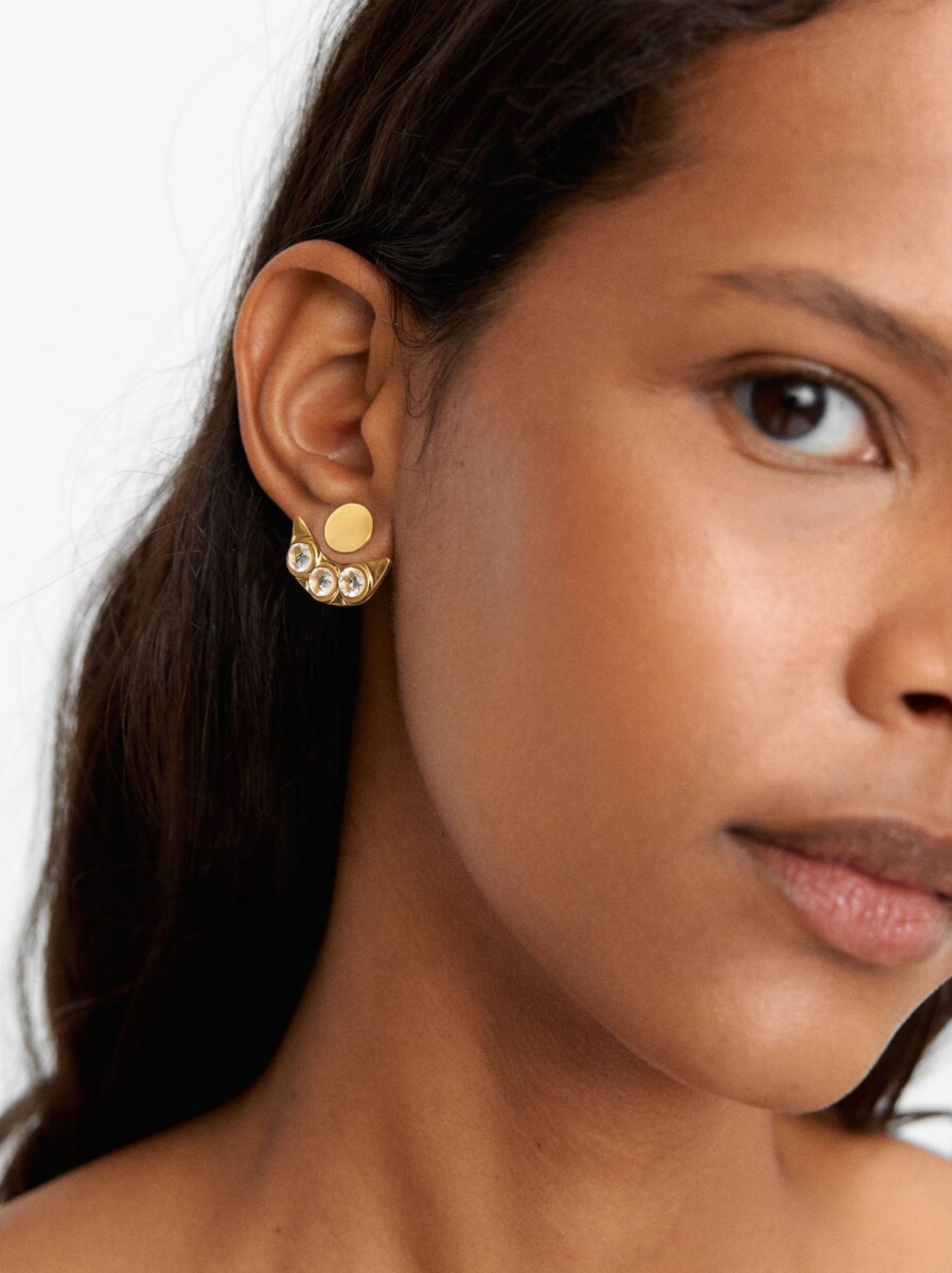 Pendientes Ear Jacket Con Circonitas - dorado 