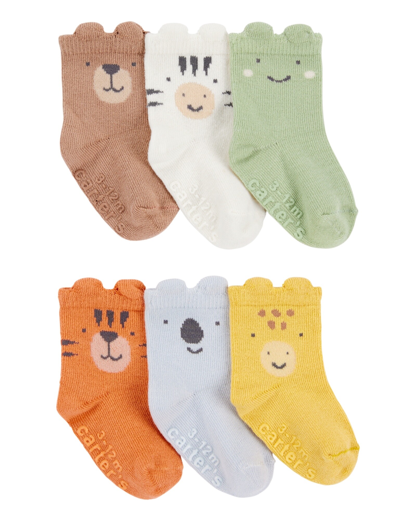 Pack seis pares de medias de algodón, diseño animales Sin color
