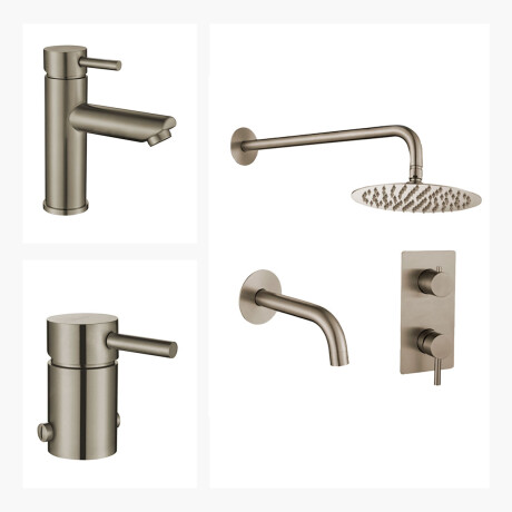 JUEGO DE GRIFERIA BRUSH NICKEL DUCHA EMBUTIDA LAVATORIO BAJO Y BIDET 000