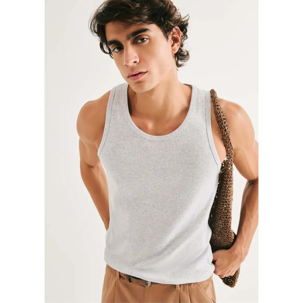 CAMISETA REGATA MASC - BRANCO MESCLA 