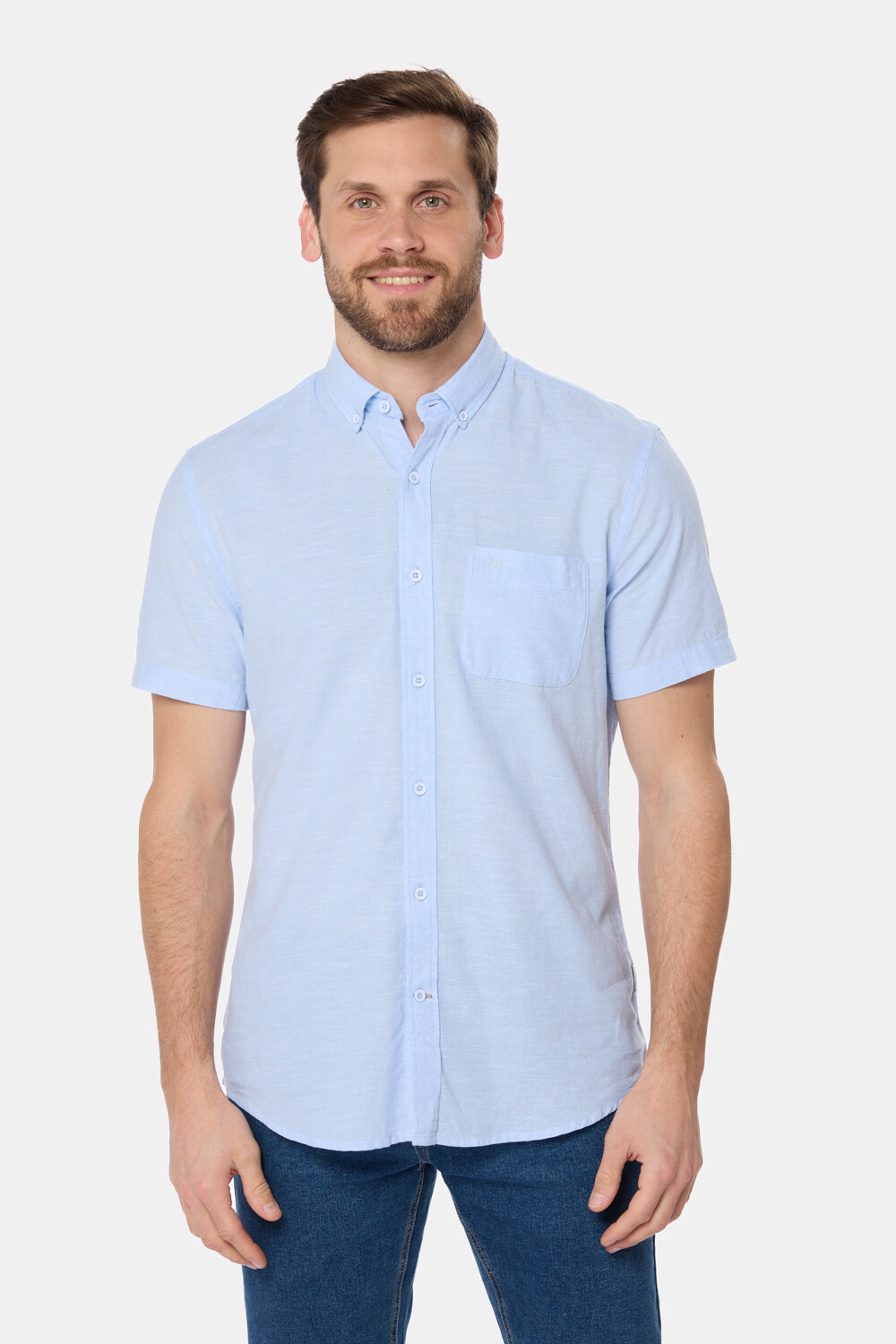 CAMISA DE LINO Celeste