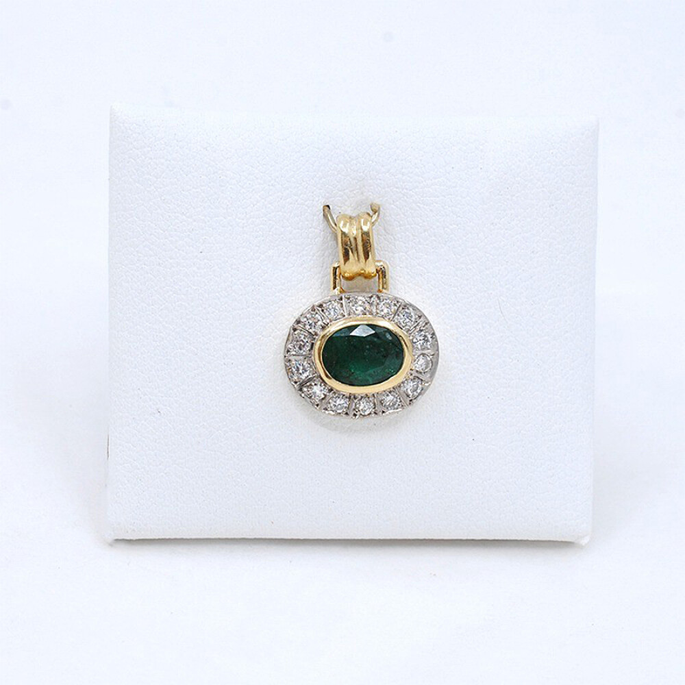 Colgante En Oro 18K, Brillantes Y Esmeraldas Colgante En Oro 18K, Brillantes Y Esmeraldas