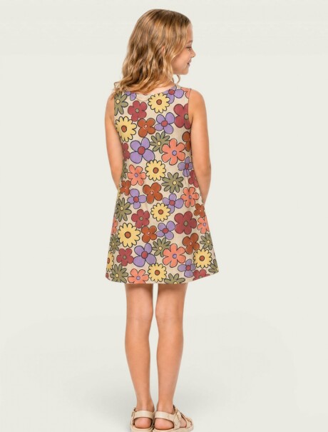 VESTIDO DE NIÑA SIN MANGAS ESTAMPADO MULTICOLOR