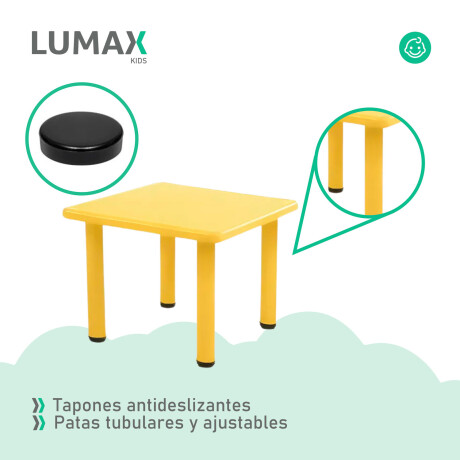 Pack Mesa Infantil Lumax Cuadrada + 4 Sillas Amarillo