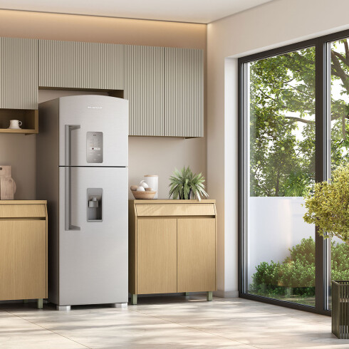 AEREO HELADERA MOBILIARIO COCINA MDF SIMONE GAMAS DE BEIGE GAMAS DE BEIGE