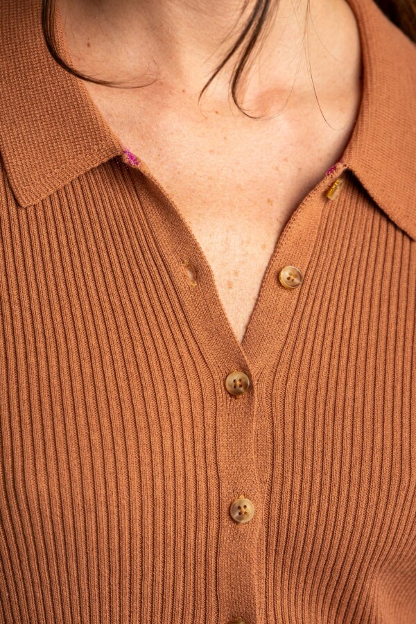 Cardigan Cuello Polo Mocha