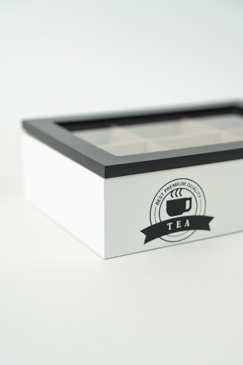 Caja Para Té Aryel, 6 Separaciones. Negro