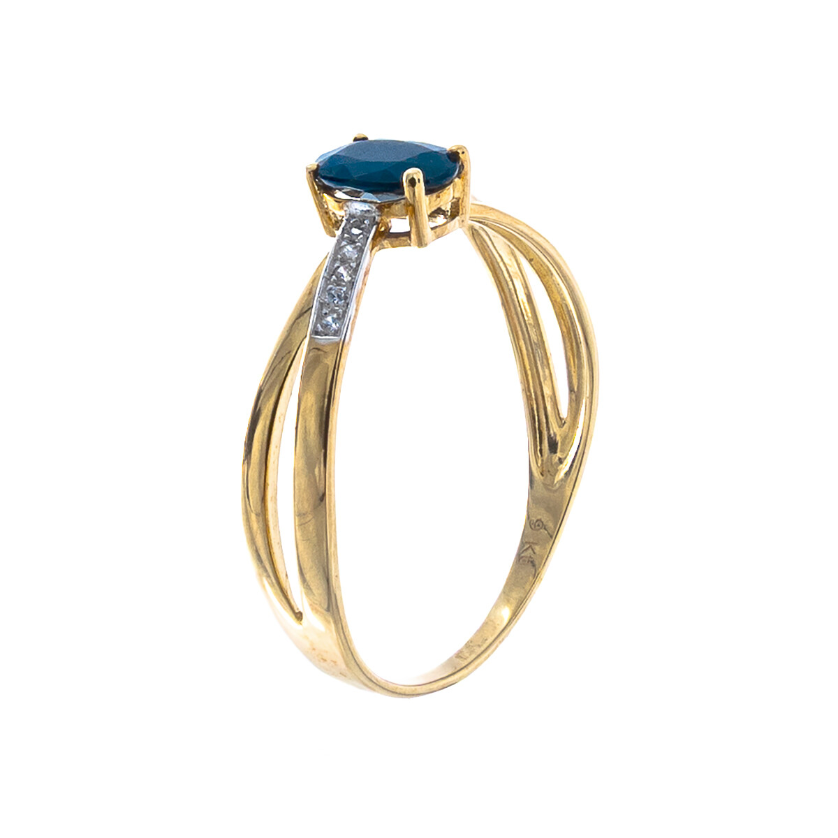 Anillo de oro 9 ktes con circonia y zafiro azul. 