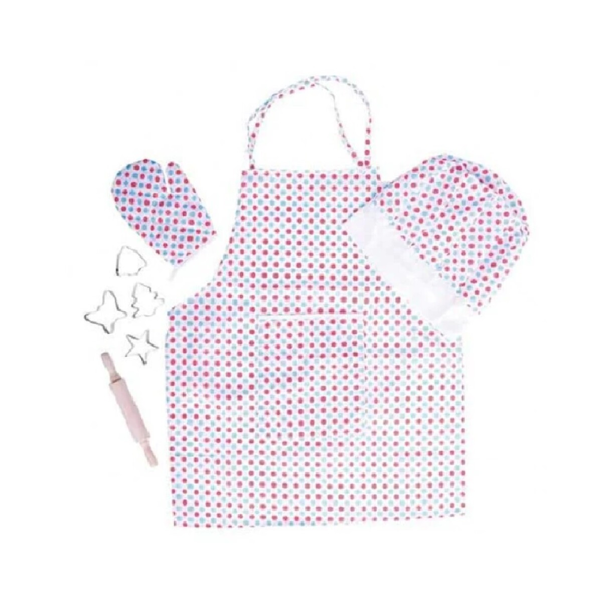 Set Chef Delantal, rodillo, gorro y manoplas 