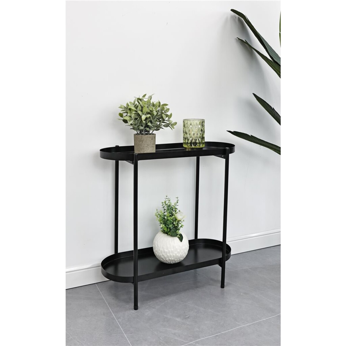 CONSOLA 2 NIVELES 54X25X56CM METAL NEGRO 