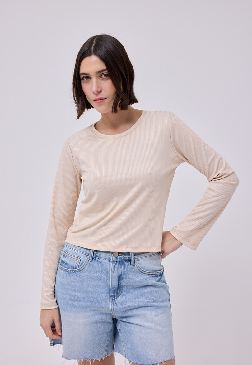 Remera Flora Beige