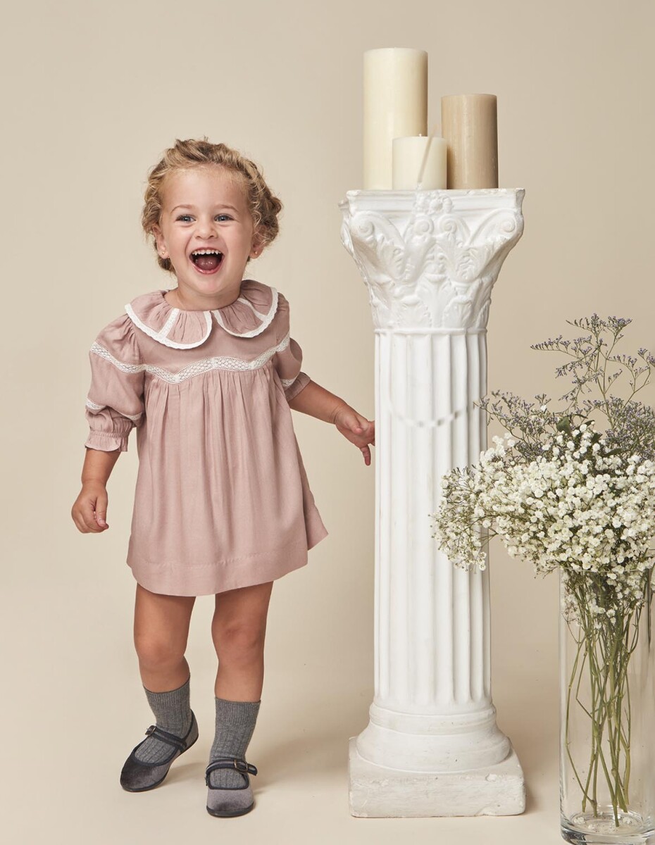 Vestido Con Tiras Bordada - Lavanda 