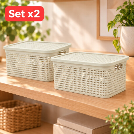 Set x3 Caja simil ratán 4 lts BEIGE