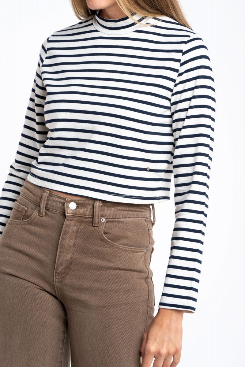 Polera Alogodón Elastano Rayada Nacar