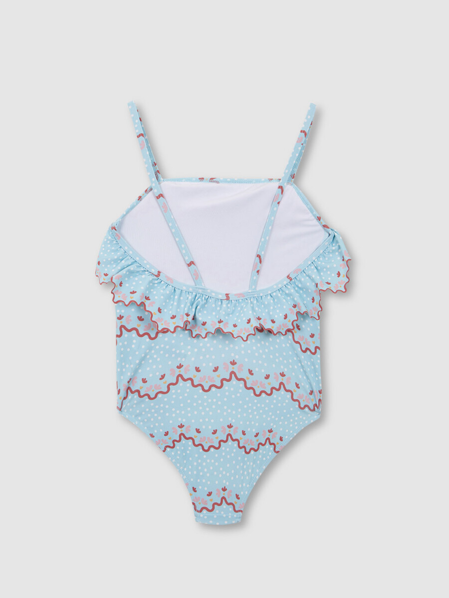 Bañador Estampado Ondas Azul Talco
