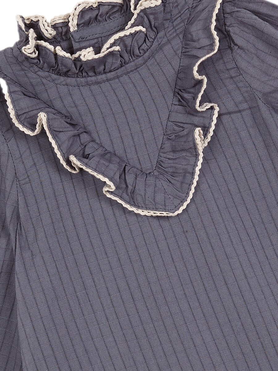 Vestido Con Contraste Azul Pato