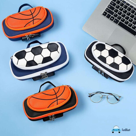 Cartuchera deportes con compartimentos 21x10x7cm Basket Negro