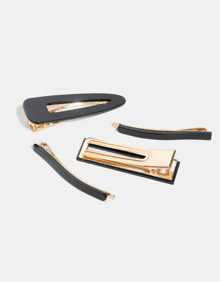 Horquillas Set Acrilico Set De Hebillas - Plateado