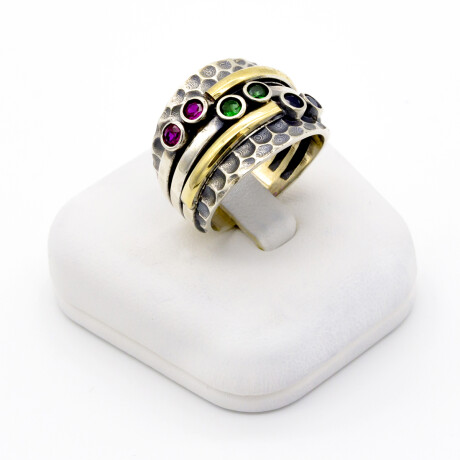 Anillo de plata 925, double en oro 18 ktes y circonias. Anillo de plata 925, double en oro 18 ktes y circonias.